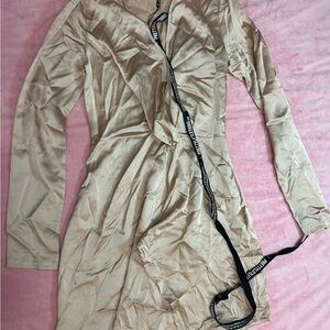 PrettyLittleThing Nude Satin Dress